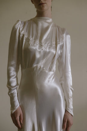1930s English satin wedding gown