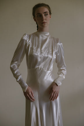 1930s English satin wedding gown
