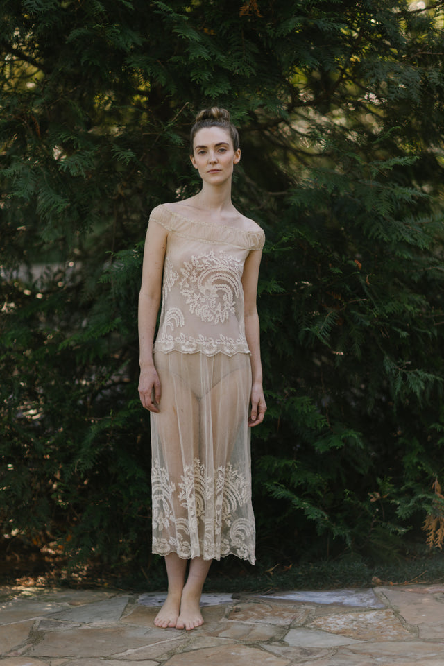 Antique tulle needle less dress