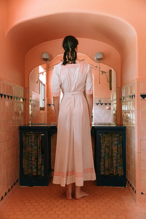 1910s pink striped cotton lawn dress