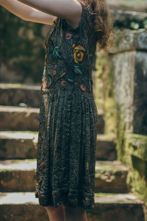 1928 lamè embroidered drop waist evening dress