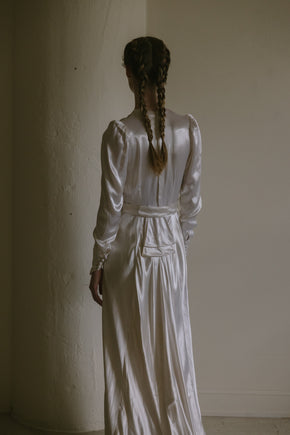 1930s English satin wedding gown