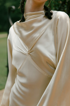1930s crepe back satin wedding gown