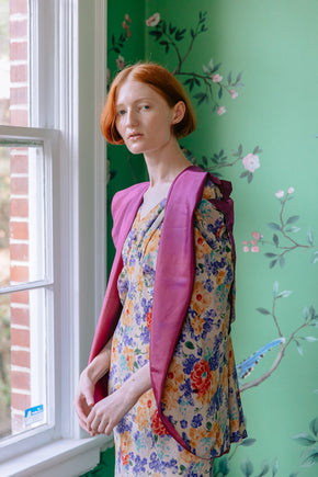 1930s printed silk evening ensemble