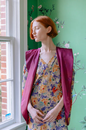 1930s printed silk evening ensemble