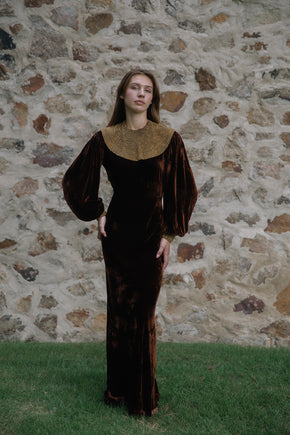 1930s panne velvet studded gown