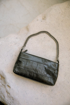 Vintage Chanel chocolate bar letter bag