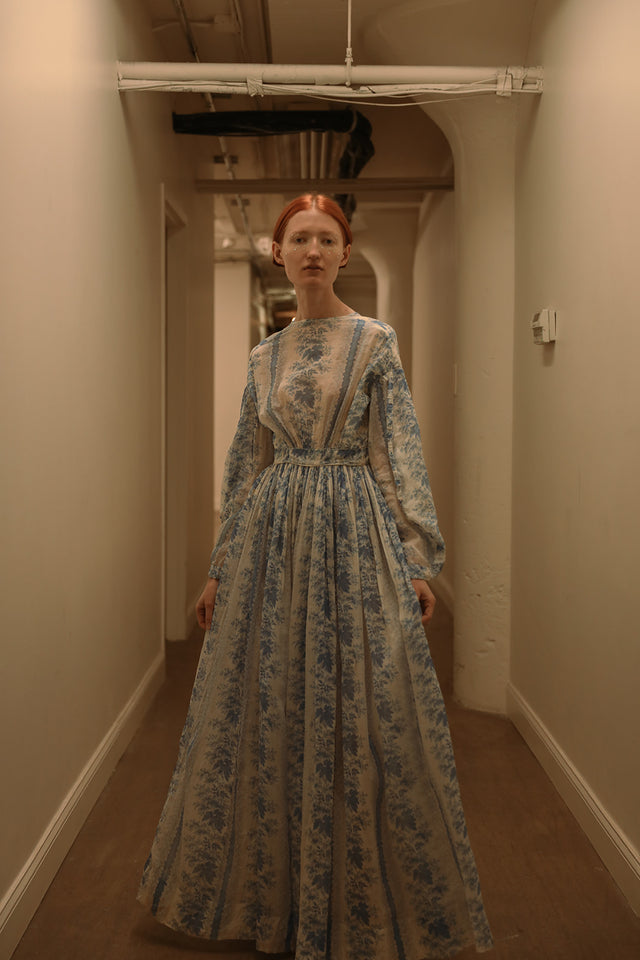 1910s Alabama block printed gauze gown