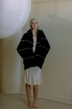 1920s reversible floral silk chiffon + silk velvet cape
