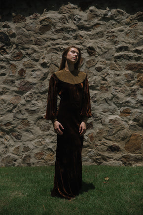 1930s panne velvet studded gown