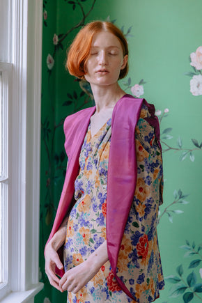 1930s printed silk evening ensemble