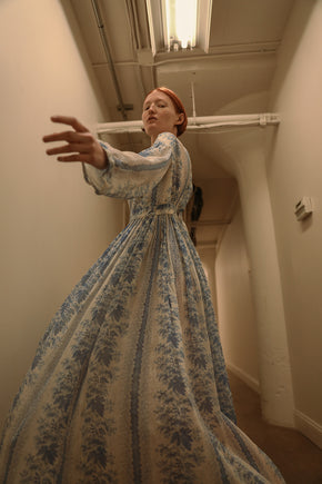 1910s Alabama block printed gauze gown