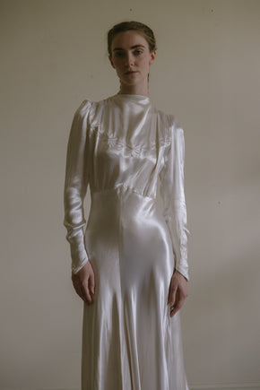 1930s English satin wedding gown