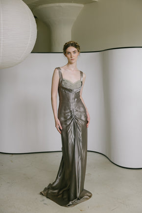 1940s satin tulle gown