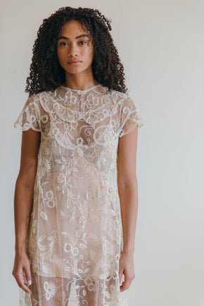 Antique 1920s Brussels lace gown