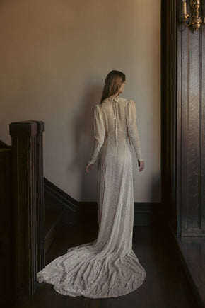 1930s burnout champagne silk velvet gown