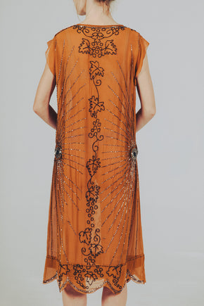 1920s silk chiffon beaded flapper dress