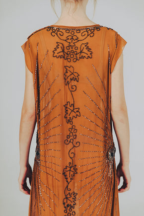 1920s silk chiffon beaded flapper dress