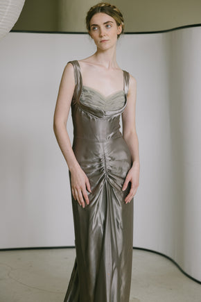 1940s satin tulle gown