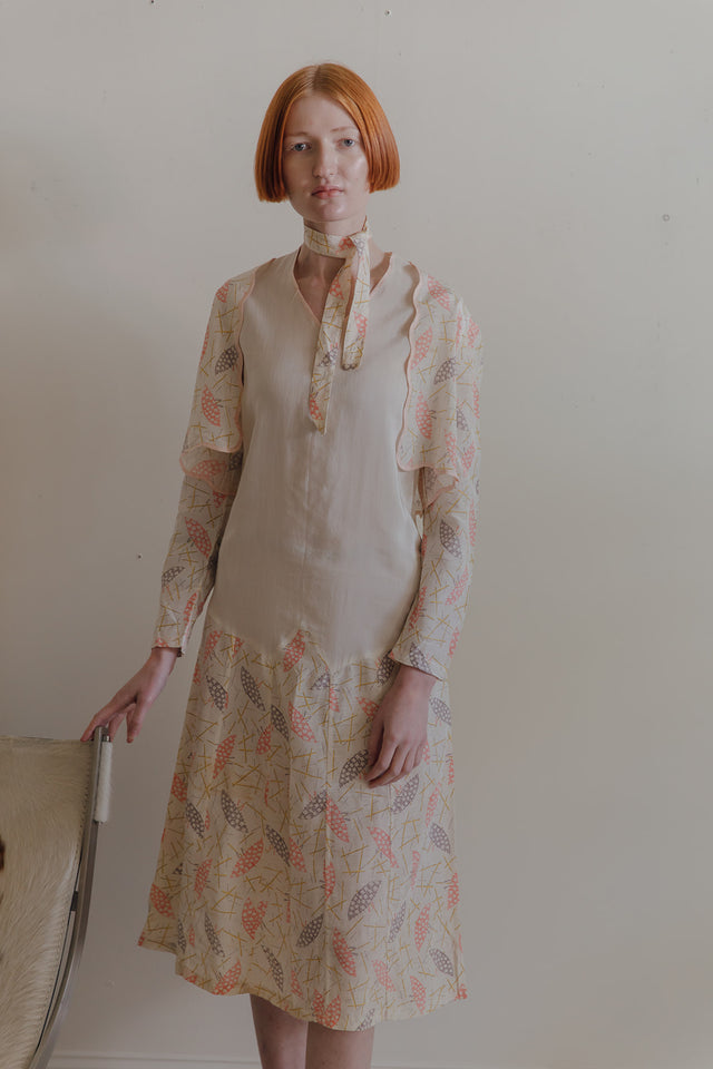 1920s balloon print dress set