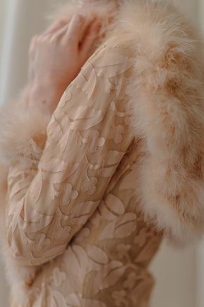 1930s appliquéd Marabou robe