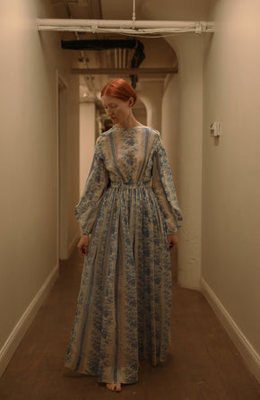1910s Alabama block printed gauze gown