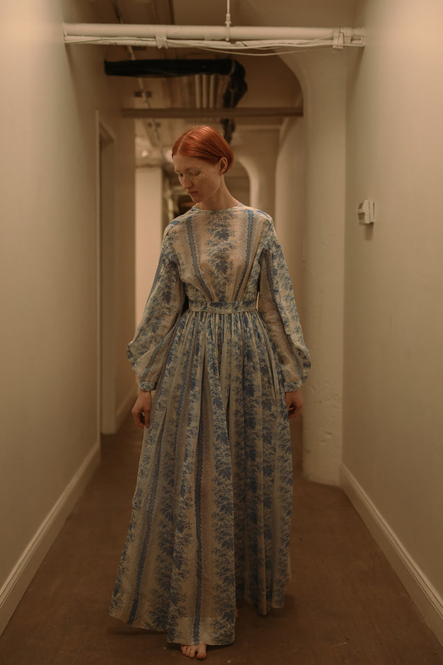 1910s Alabama block printed gauze gown