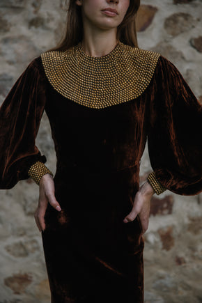 1930s panne velvet studded gown