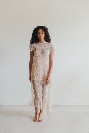 Antique 1920s Brussels lace gown
