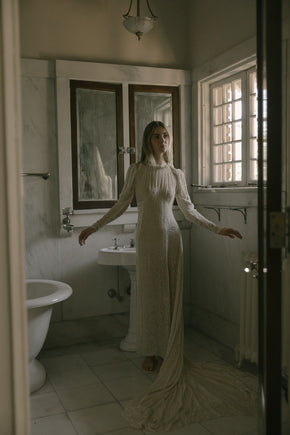 1930s burnout champagne silk velvet gown