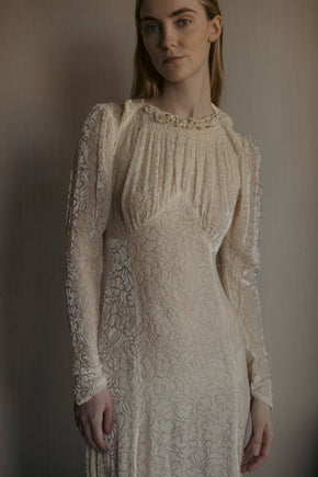 1930s burnout champagne silk velvet gown