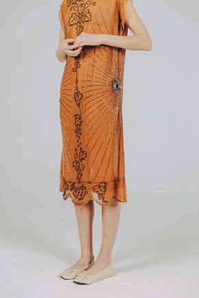 1920s silk chiffon beaded flapper dress