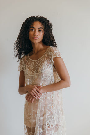 Antique 1920s Brussels lace gown