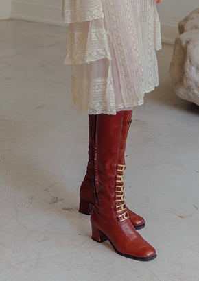 1960s Etienne Aigner Italian oxblood go-go boots