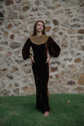 1930s panne velvet studded gown