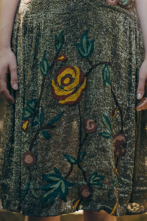 1928 lamè embroidered drop waist evening dress