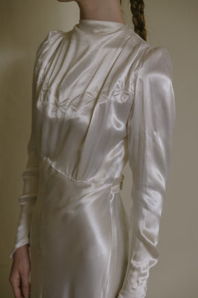 1930s English satin wedding gown