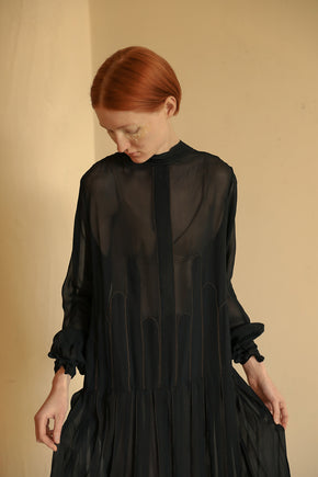 1920s geometric deco crepe chiffon dress