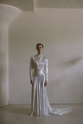 1930s English satin wedding gown