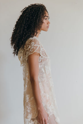 Antique 1920s Brussels lace gown