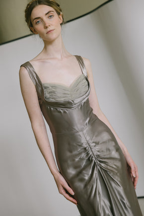1940s satin tulle gown