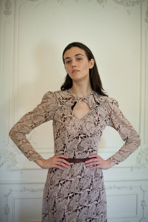1970s English lace + satin dress