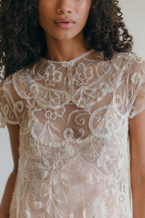 Antique 1920s Brussels lace gown