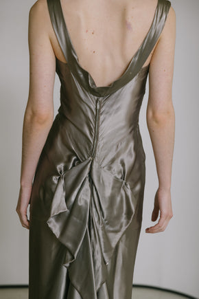 1940s satin tulle gown