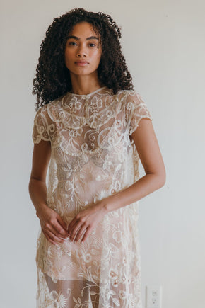 Antique 1920s Brussels lace gown