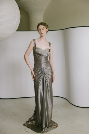 1940s satin tulle gown