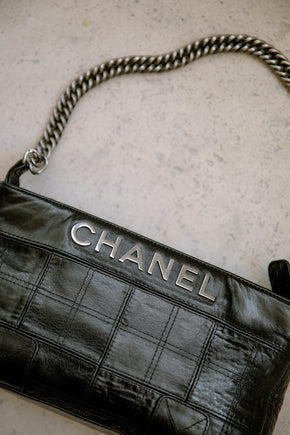 Vintage Chanel chocolate bar letter bag