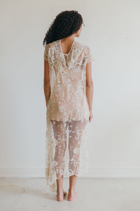 Antique 1920s Brussels lace gown