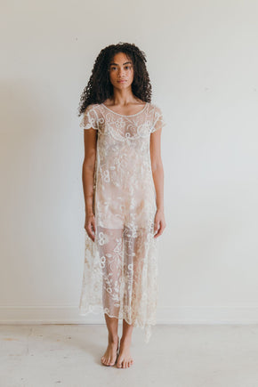 Antique 1920s Brussels lace gown
