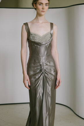 1940s satin tulle gown